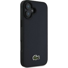 Lacoste Apple iPhone 16 Kılıf Lacoste Orjinal Lisanslı Pu Pike Desen Arka Ikonik Timsah Dokuma Logolu Lacivert