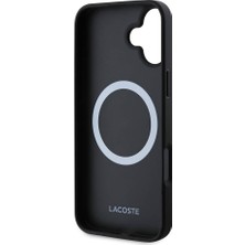 Lacoste Apple iPhone 16 Kılıf Lacoste Orjinal Lisanslı Pu Pike Desen Arka Ikonik Timsah Dokuma Logolu Lacivert