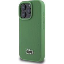 Lacoste Apple iPhone 16 Pro Kılıf Lacoste Orjinal Lisanslı Pu Pike Desenli Ikonik Timsah Dokuma Logolu Yeşil