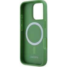 Lacoste Apple iPhone 16 Pro Kılıf Lacoste Orjinal Lisanslı Pu Pike Desenli Ikonik Timsah Dokuma Logolu Yeşil