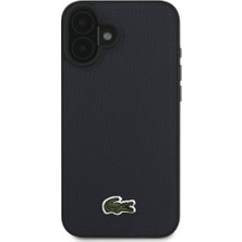 Lacoste Apple iPhone 16 Plus Kılıf Lacoste Orjinal Lisanslı Pu Pike Desenli Ikonik Timsah Dokuma Logolu Lacivert