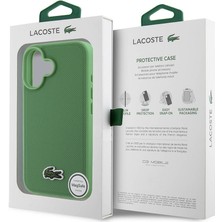 Lacoste Apple iPhone 16 Plus Kılıf Lacoste Orjinal Lisanslı Pu Pike Desenli Ikonik Timsah Dokuma Logolu Yeşil