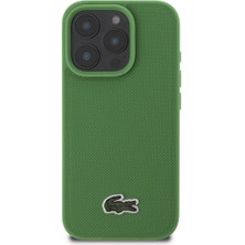 Lacoste Apple iPhone 16 Pro Max Kılıf Lacoste Orjinal Lisanslı Pu Pike Desenli Ikonik Timsah Dokuma Logolu Yeşil