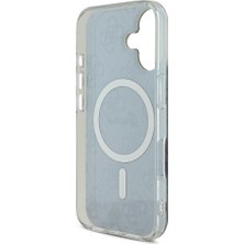 Guess Apple iPhone 16 Uyumlu Kılıf Guess Orjinal Lisanslı Magsafe Şarj Özellikli Yazı Logolu 4g Desenli Siyah