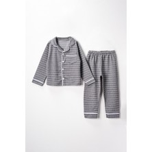 Lusana 0043 5-8 Yaş Yakalı Kareli Pijama Takım