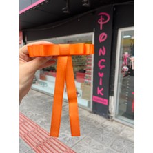 Ponçik Accessories Turuncu Saten Fiyonk Otomatik Kurdele Toka