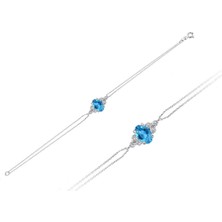 Sirius Pırlanta ve Oval Mavi Topaz Taşlı Bileklik 0417B0008