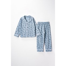 Lusana 0050 5-8 Yaş Yıldız Desenli Unisex Pijama Takım