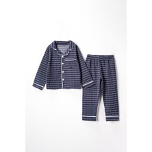 Lusana 0043 5-8 Yaş Yakalı Kareli Pijama Takım