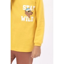 Lusana 5056 8-10 Yaş Stay Wıld Köpek Baskılı Erkek Pijama Takımı