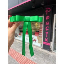 Ponçik Accessories Yeşil Saten Fiyonk Otomatik Kurdele Toka