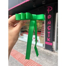 Ponçik Accessories Yeşil Saten Fiyonk Otomatik Kurdele Toka