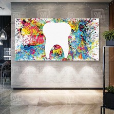 SML Tablo Diş Sağlığı Diş Doktoru Grafitti Sokak Sanatı Enine Yatay Kanvas Tablo