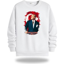 Gölge Stor Atatürk Görselli Bisiklet Yaka Unisex Sweatshirt 810