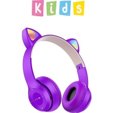 Noriyen Unisex Premium Kids Serisi Işıklı Kedi Kulaklık Kablosuz Bluetooth Kedili Çocuklar Için Kulaklık P47M Rgb Cat Kulaklık