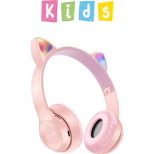 Noriyen Unisex Premium Kids Serisi Işıklı Kedi Kulaklık Kablosuz Bluetooth Kedili Çocuklar Için Kulaklık P47M Rgb Cat Kulaklık