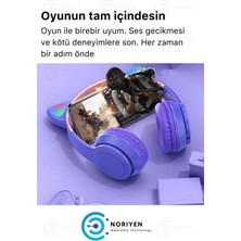 Noriyen Unisex Premium Kids Serisi Işıklı Kedi Kulaklık Kablosuz Bluetooth Kedili Çocuklar Için Kulaklık P47M Rgb Cat Kulaklık