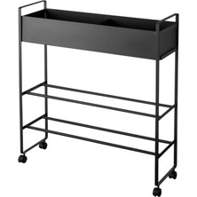 Yamazaki Tower Sepetli Depolama Arabası Siyah