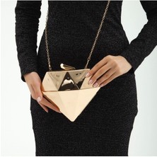 Glemix Gianna Gold Üçgen Model Clutch Abiye Portföy Çanta