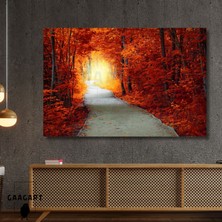 Gaagart Tekli Yatay Kanvas Duvar Tablosu Turuncu Ağaçlar ve Yol