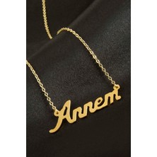 Hediyeci Market Annem Yazılı Altın Kaplama Prinç Kolye - HMÇK-0048