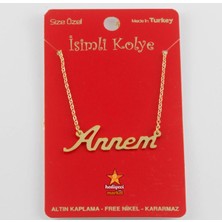 Hediyeci Market Annem Yazılı Altın Kaplama Prinç Kolye - HMÇK-0048