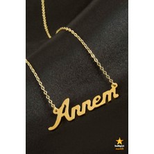Hediyeci Market Annem Yazılı Altın Kaplama Prinç Kolye - HMÇK-0048