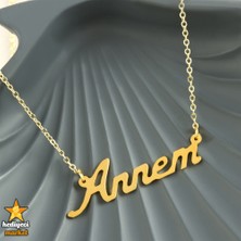 Hediyeci Market Annem Yazılı Altın Kaplama Prinç Kolye - HMÇK-0048