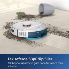 Philips 4000PA Ultra Otomatik Emiş Güçlü Hepa Filtreli Islak Kuru ve Mop Özellikli Robot Süpürge, 220DK, Halı Algılamalı Premium Robot Süpürge, Onerous Lambader Hediye