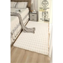 Raschel Carpet Krem Yıkanabilir Yumuşak Bubble Kaymaz Özel Taban Peluş Halı Yolluk