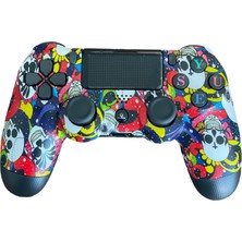 Yues Ps4 Uyumlu Dualshock 4 Kablosuz Joystick Wireless PS4 Oyun Kolu Kurukafa Party (Ps4 / Pc Uyumlu) + Şarj Kablosu