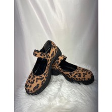 Hco Shoes Kadın Kemer Detaylı Casual Leopar Laofer