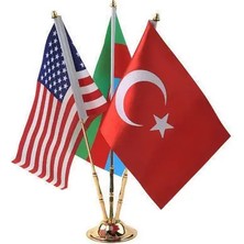 Always Teknoloji Gold Üçlü Türkiye-Abd-Azarbaycan Masa Bayrağı
