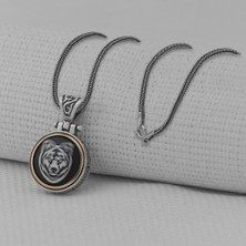 Takıhan Kurt Tasarımlı Ortası Dönen 925 Ayar Erkek Gümüş Kolye