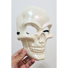 Atölye Mi Beyaz Parlak Kuru Kafa Halloween Maske Cadılar Bayramı Kurukafa Maske