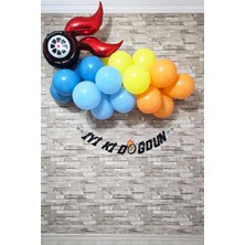 Pekshop Yarış Tema Doğum Günü Balon Zinciri Seti Fon Perdeli Doğum Günü Süsleme Seti
