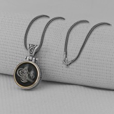 Takıhan Osmanlı Tuğralı Tasarımlı Ortası Dönen 925  Ayar Erkek Gümüş Kolye