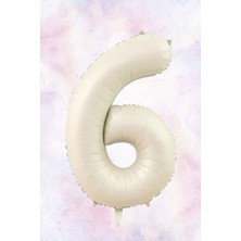 Atölye Mi Retro Krem 6 Yaş Balonlu Happy Birthday Kraft Bannerlı 3 Retro Kalp Balonlu Balon Seti