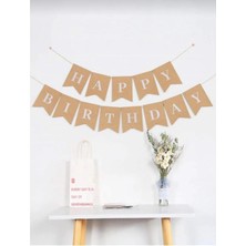 Atölye Mi Retro Krem 6 Yaş Balonlu Happy Birthday Kraft Bannerlı 3 Retro Kalp Balonlu Balon Seti