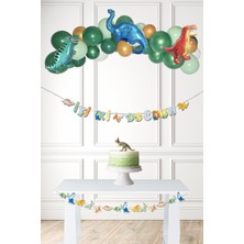 Pekshop Dinozor Konsept Doğum Günü Balon Zinciri Dinozor Folyo Balonlar