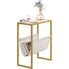 Tolia Home Gold Renk Temperli Cam Gazetelik Dergilik Yan Sehpa Koltuk Sehpası