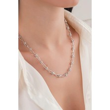 TMT Silver 4.5 mm Gümüş Ataç Toplu Rodyumlu Sade Zincir Kolye