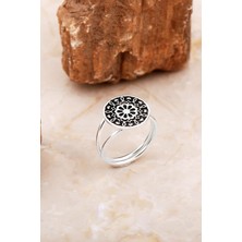 Sümer Telkari Anadolu Motifli Elişi Gümüş Çiçek Yüzük 5883