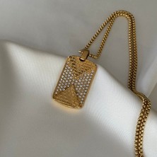 Laria Jewelry Taşlı Gold Künye Kolye