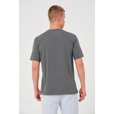 Unisex Düz Biskilet Yaka Oversize T-Shirt - Füme