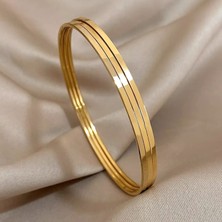 Laria Jewelry 3'lü Ajda Bilezik Paslanmaz Çelik 14 Ayar Altın Kaplama