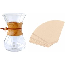 Grossberg Coffee Chemex Cam Kahve Sürahisi 600 ml 4 Numara Filtre Kağıdı Set