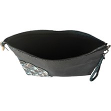 Vertiginoso Gümüş Boncuk Işlemeli Kadın Portföy Clutch El Çantası