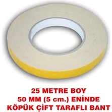 Rumuse Çift Taraflı İçi Beyaz Köpüklü Bant 25 Metre (50 Mm-5 Cm Eninde)