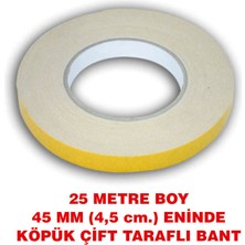 Rumuse Çift Taraflı İçi Beyaz Köpüklü Bant 25 Metre Uzunlukta (45 Mm-4,5 Cm Eninde)